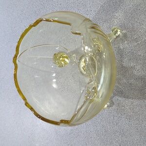 Lancaster Glass Yellow Topaz Depression Footed Rose Bowl